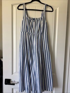 Old Navy Blue and White Striped Midi Sundress
